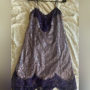 NWOT Wild Fable Purple Sequin and Lace Mini Dress
